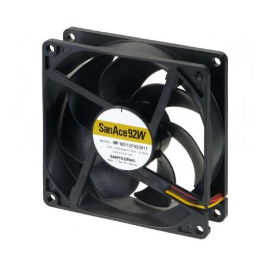 Sanyo Denki Axiální ventilátor, řada: San Ace, průtok vzduchu: 86.5 cfm 6 W 24 V dc 250 mA IP68 92 mm 92 mm 25 mm