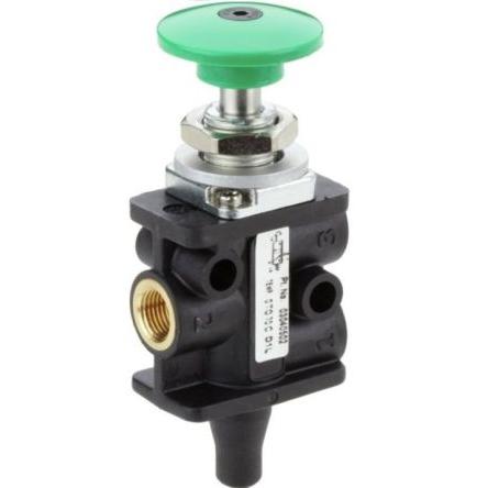 Mechanický ventil, řada: 304 barva Zelená Tlačítko G 1/8 G, materiál tělesa: Polyamid III B, teplotní rozsah: 50 °C,