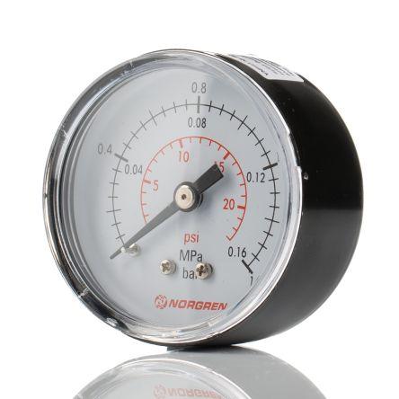 Tlakoměr 18-015-010, přesnost: 2.5 %FS ABS, 65 °C, -20 °C 1.6 bar 0 bar Norgren