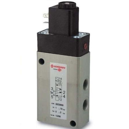 Pneumatický solenoidový ventil 3/2, 5/2-cestný, řada: 26230 Elektromagnet/vzduch, max. průtok: 1.2m³/h Norgren 24V