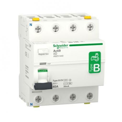 Jistič zbytkového proudu 4pólový Typ B 40 A 30 mA Schneider Electric B-EV Acti9 Acti9 iID IEC 61008-2-1 IEC/EN 62423 EN
