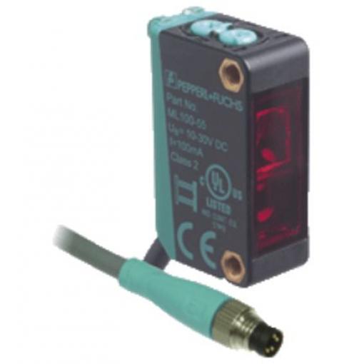 Pepperl + Fuchs Fotoelektrický snímač, řada: ML100 Červená LED Blok M8 konektor s kabelem, výstup: PnP Potlačení pozadí