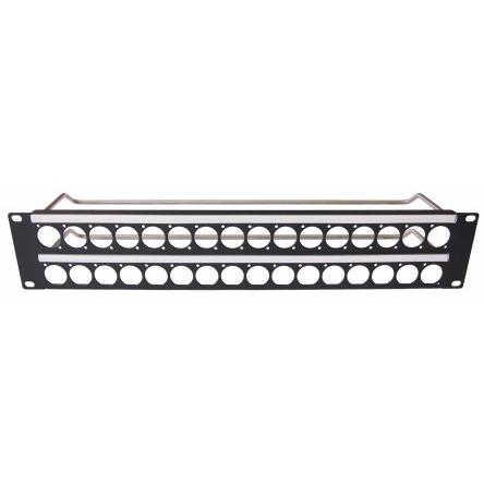 RS PRO Regálový panel 19in Regálový panel, Ocel 2 U x 27 mm barva Černá Odvětrávaný Stíněné 482.6 mm 88.5mm
