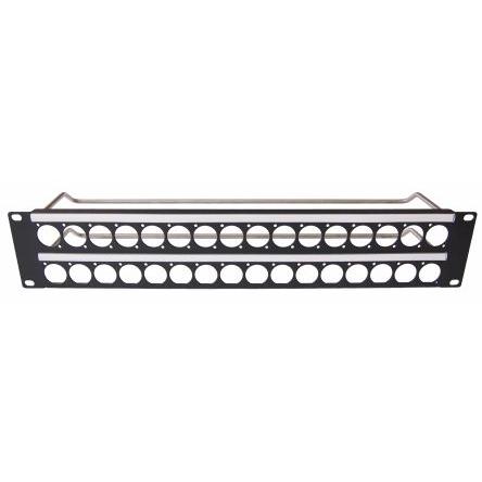 RS PRO Regálový panel 19in Regálový panel, Ocel 2 U x 27 mm barva Černá Odvětrávaný Stíněné 482.6 mm 88.5mm