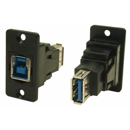 RS PRO Konektor USB, řada: FT Zásuvka/zásuvka, počet portů: 2portový, orientace těla: Rovný USB typu B na A, 30V ac,