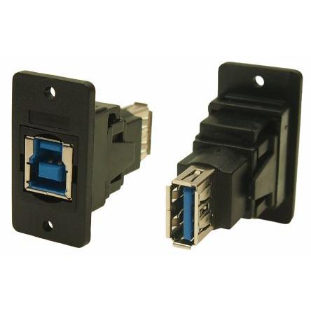 RS PRO Konektor USB, řada: FT Zásuvka/zásuvka, počet portů: 2portový, orientace těla: Rovný USB typu B na A, 30V ac,