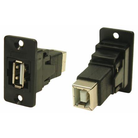 RS PRO Konektor USB, řada: FT Zásuvka/zásuvka, počet portů: 2portový, orientace těla: Rovný USB typu A na B, 30V ac,