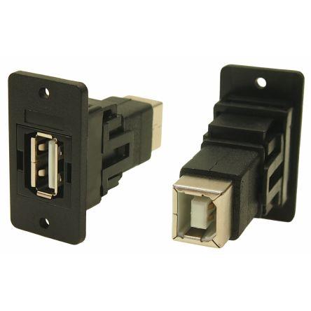 RS PRO Konektor USB, řada: FT Zásuvka/zásuvka, počet portů: 2portový, orientace těla: Rovný USB typu A na B, 30V ac,