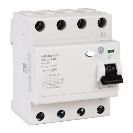 Proudový chránič 4pólový Typ A 40A 30 mA Allen Bradley Typ A 110 V dc 1492-RCD Residual Current Devices 1492-RCD