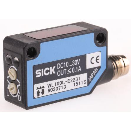 SICK Fotoelektrický snímač, řada: W100 Laser Laserové světlo Blok 4kolíkový, výstup: NPN Retroreflexní IP65