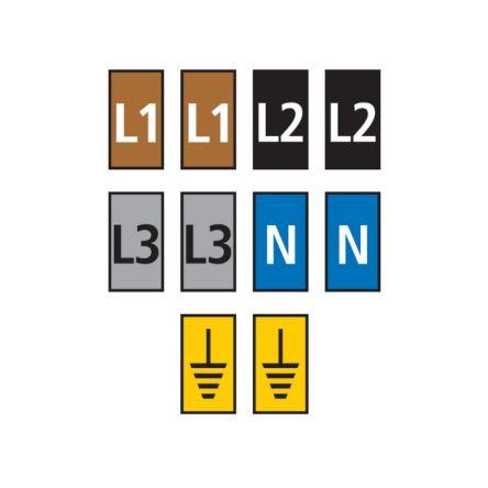 Spona na označování kabelů, řada: WIC Zaklapávací 3 mm x 8mm HellermannTyton Barevný N, L3, L2, L1, Symbol uzemnění 3.8