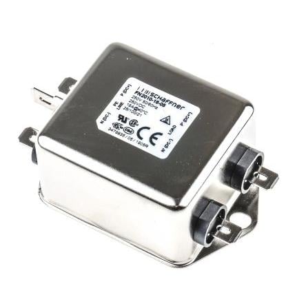 Filtr EMI, řada: FN2010, 100 nF, 250V ac/dc, 0Hz, 400 Hz, Montáž na rám 700 μH, Fast-On, 16 A, počet fází: 1, 0.74 mA,