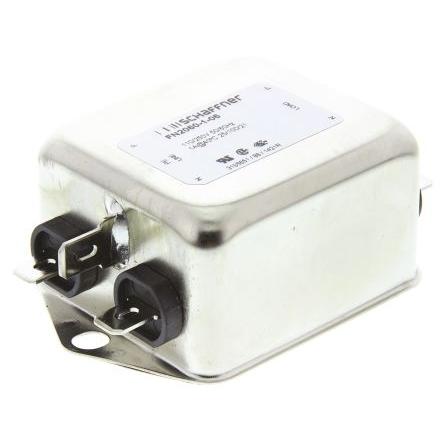Filtr EMI, řada: FN2060, 220 nF, 250V ac/dc, 400Hz, Montáž na rám 12 mH, Fast-On, 1 A, počet fází: 1, 0.734 mA,