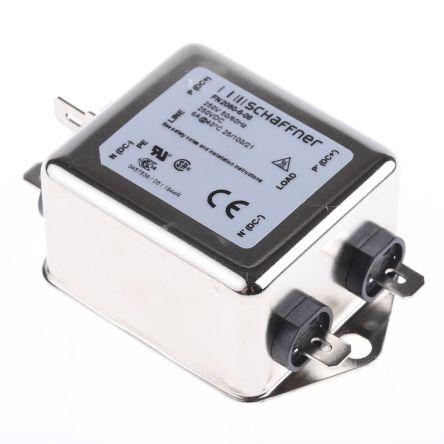 Filtr EMI, řada: FN2060, 220 nF, 250V ac/dc, 400Hz, Montáž na rám 970 μH, Fast-On, 6 A, počet fází: 1, 0.734 mA,
