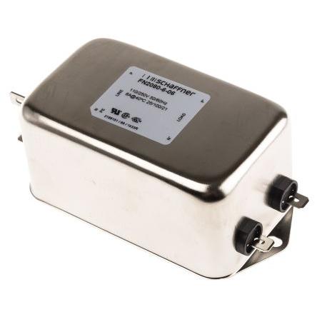 Filtr EMI, řada: FN2080, 4.7 nF, 250V ac/dc, 400Hz, Montáž na rám 7.8 mH, Fast-On, 6 A, počet fází: 3, 0.734 mA,