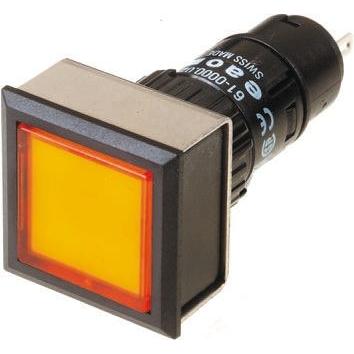 EAO Kontrolka, řada: 61 Montáž do panelu LED Žlutá, průměr výřezu: 16 mm IP65 Čtvercový 250V