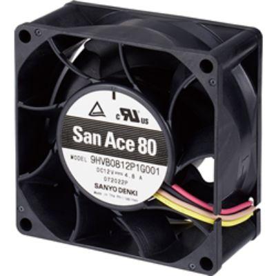 Sanyo Denki Axiální ventilátor, řada: San Ace, průtok vzduchu: 141.3 cfm 57.6 W 12V dc 4.8 A 80 mm 80mm 38 mm