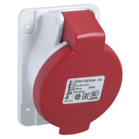 Schneider Electric Zásuvka, řada: Mureva, IP44, Panel barva Šedá, 16A 3P+N+PE, 415V