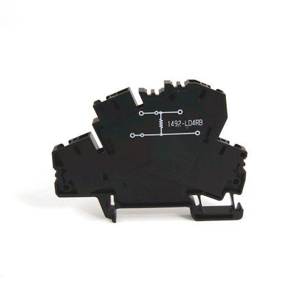 Allen Bradley Svorkovnice pro montáž na lištu DIN 1492-LD4RB271, řada: 1492, 600V, 800 V Černá 4mm² Pružinová svorka