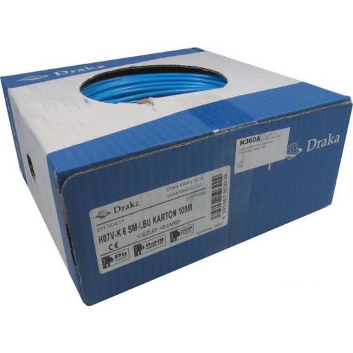 Vodič H07V-K CYA lankový Cu 6 mm², světlemodrý, 100 m