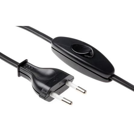 Napájecí kabel se spínačem 2 m, Černá, A: IEC C7, Rovný, B: CEE 7/16 euro zástrčka Polyvinylchlorid, 250V Orbitec