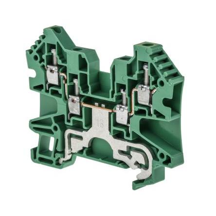 Allen Bradley Šroubová svorka, řada: 1492 4mm², Lišta DIN Žlutá, Zelená, počet cest: 3 10A, 12AWG, 22 AWG, 300V Klecový