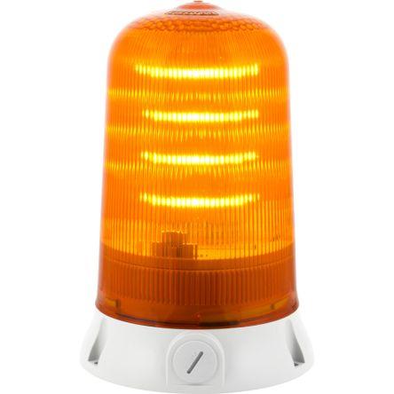 RS PRO Maják Stálé, Blikající, Otáčecí barva Žlutá 240V LED Základna 80mA CE IP65