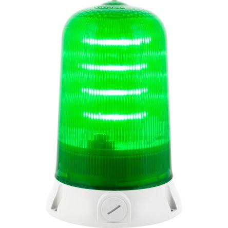 RS PRO Maják Blikající, Otáčecí, Stálé barva Zelená 240V LED Základna 80mA CE IP65