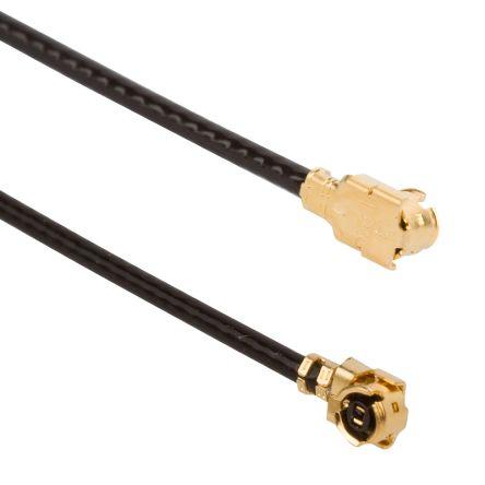 Koaxiální kabel, řada: AMC, Černá Vnější Polybutylentereftalát, A: Pravoúhlý Vnější, B: AMC 100 mm Amphenol RF
