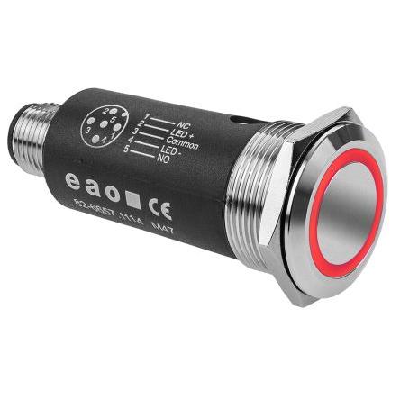 EAO Osvětlené tlačítko, řada: 82 IP65, IP67 SPDT Panel Okamžité Osvětlené 22 mm 500mA, barva LED: Červená 35 V dc 35 V