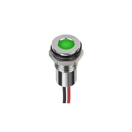 Indikátor pro montáž do panelu Zelená, typ žárovky: Dioda LED pro montáž do panelu Vodič RS PRO 1.8V 8 mm, IP67