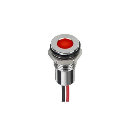 Indikátor pro montáž do panelu Červená, typ žárovky: Dioda LED pro montáž do panelu Kabel RS PRO 6V dc 8 mm, IP67