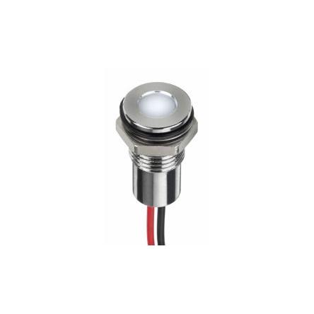 Indikátor pro montáž do panelu Bílá, typ žárovky: Dioda LED pro montáž do panelu Vodič RS PRO 12V dc 8 mm, IP67