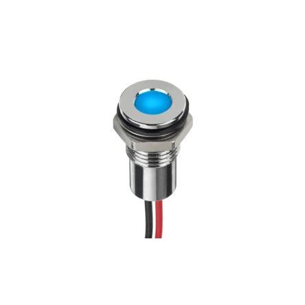 Indikátor pro montáž do panelu Modrá, typ žárovky: Dioda LED pro montáž do panelu Vodič RS PRO 24V dc 8 mm, IP67