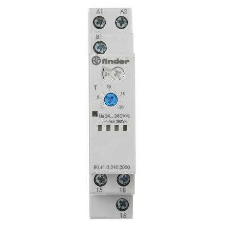 Finder Časovací relé, řada: 80 Lišta DIN SPDT 1kontaktové 240 V dc 24V ac, 240 V ac 1 funkce Šroub 0.1 to 20 s, 0.1 to