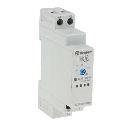 Finder Časovací relé, řada: 80 Lišta DIN SPDT 1kontaktové 240 V dc 24V ac, 240 V ac 1 funkce Šroub 0.1 to 20 s, 0.1 to