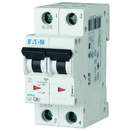 Eaton Miniaturní jistič, rozsah: FAZ 2pólový 6A vypínací výkon 10 kA, charakteristika: K, rozsah: FAZ 415V ac 60 V dc