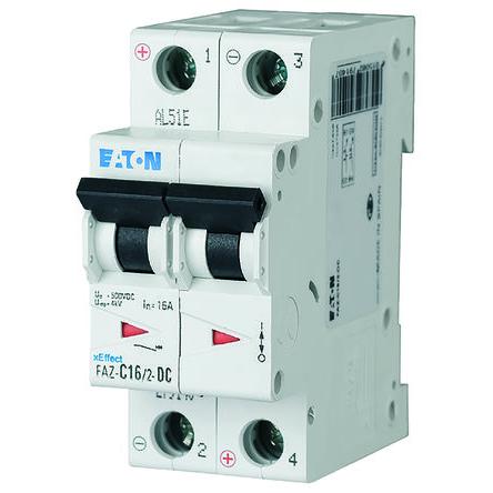 Eaton Miniaturní jistič, rozsah: FAZ 2pólový 4A vypínací výkon 10 kA, charakteristika: Typ C, rozsah: FAZ-DC 250 V dc
