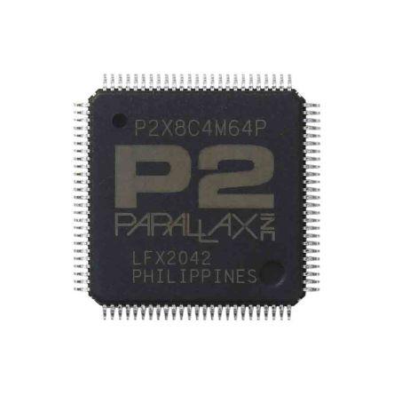 Parallax Inc Mikrokontrolér P2X8C4M64P 32 bit, standard: AEC-Q100 Vícejádrová 25 MHz 16kB ROM 512 kB RAM, počet kolíků: