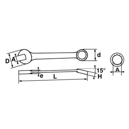Kombinovaný klíč 19/32 in Bezpečná výška, celková délka: 178mm SAM