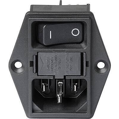 Schurter Konektor IEC C14, orientace těla: Rovný, Montáž do panelu velikost pojistky 17.8 x 11.1 mm Vnitřní, 250V 10A