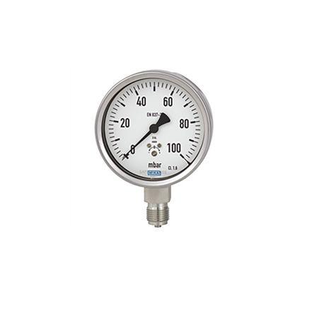 Tlakoměr Se závitem 9859357 100 mm G 1/2 Nerezová ocel, 60 °C 100 mbar 0 bar WIKA