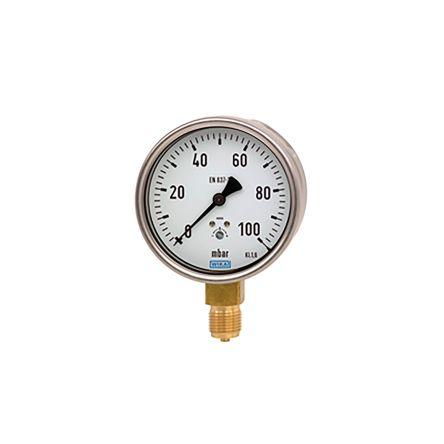 Tlakoměr Se závitem 9876758 100 mm 1/2 in NPT Nerezová ocel, 60 °C 0 bar -0.4 bar WIKA