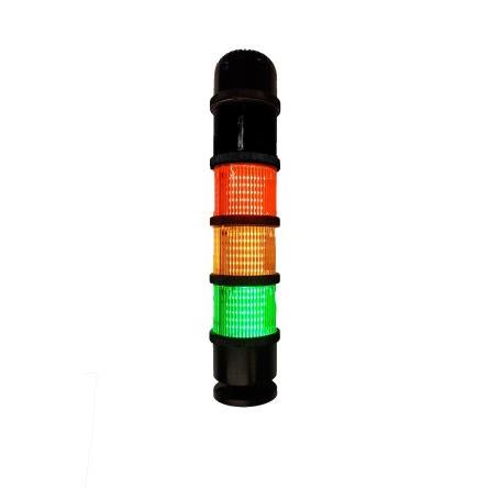 RS PRO Signální věž LED Bzučák barva Zelená, Žlutá, Červená 24V ac/dc Základna