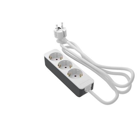 RS PRO Zásuvka, délka kabelu: 1.5 m 3 zásuvek, 250V Typ F – německá, Schuko, IP20 Bílá, Bílá Polyvinylchlorid Typ F