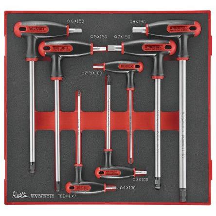 Sada šestihranných klíčů, počet kusů: 7 tvar L kg, Metrické Dlouhé rameno 2.5 → 8 mm Teng Tools