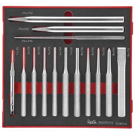 Děrovač, počet kusů: 14 Teng Tools, celková délka: 265mm