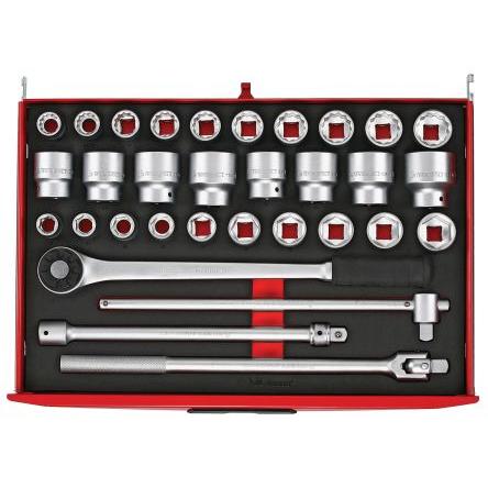 Sada nástrčných klíčů, počet kusů: 32 3/4 in Pravidelné typ buzení Čtvercový Teng Tools