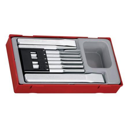 Děrovací sada, počet kusů: 9 10mm, 19 mm, 25 mm 60 ° Průbojníky s rovnoběžným kolíkem Teng Tools, celková délka: 200mm
