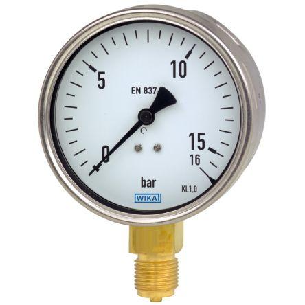 Tlakoměr MNPT 9041516 100 mm G 1/2 Nerezová ocel, 60 °C 10 bar 0 bar WIKA